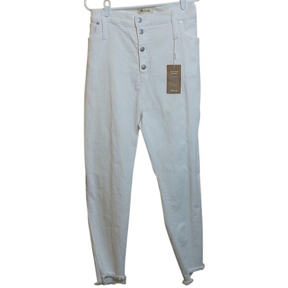 NWT Madewell 10" Hi-Rise Skinny Jeans White Button Fly Frayed Step Hem size 24 - Picture 15 of 16